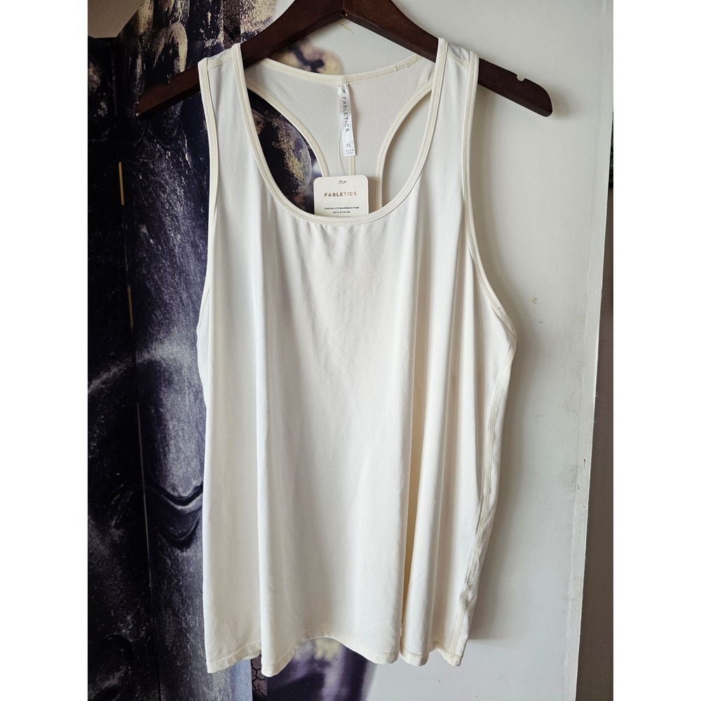 Fabletics Phoenix Lite Racerback Tank Cream White Scoop Neck XL TK2148771-1404